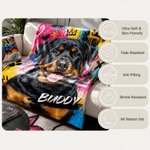 Personalized Graffiti Oil Pet Photo Soft Throw Blanket with Name Home Decor Daily Use Birthday Gift for Pet Lovers Family