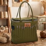 Custom Name Canvas Yarn Tote Bag | Multi-Pocket Knitting Storage, Birthday Gift for Craft Lover