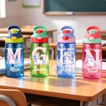Personalised Fantasy Unicorn Initial 16 oz Food-Grade Water Bottle with Name Handle and Straw Back to School Birthday Gift for Kids Girls