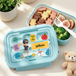 Personalized 3D-Style Character Artwork Microwavable Lunch Box with Name and Cutlery Set Outdoor Activities Back to School Gift for Kids