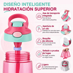 Botella de agua personalizada con nombre foto y personaje animado pajita de silicona regalo de cumpleaños y vuelta al cole para niños y estudiantes