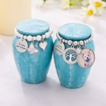 Urna de cremación personalizada pequeña para cenizas con dije de corazón alas y texto grabado regalo conmemorativo de recuerdo para familia
