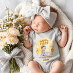 Personalized 3D-Style Artwork Happy First Mid-Autumn Festival 100% Cotton Baby Bodysuit with Name and Photo Festival Baby Shower Gift for New Parents