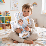 Personalised the Virgin and Child Christian Cross Shaped Soft Cushion with Name Home Decor Birthday Gift for Kids