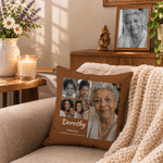 Personalized 5 Photos Soft Throw Pillow Cover with Name and Text Memorial Sympathy Gift for Loss of Loved One