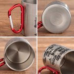 Personalized Hooked on Being Papa Fishing 10 oz Outdoor Carabiner Mug with 1-12 Name Funny Birthday gift for Grandpa Dad
