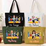 Personalised 3D-Effect Artwork Cartoon Teacher Character Large Capacity Tote Bag with Photo and Text Back to School Gift for Teachers Educators