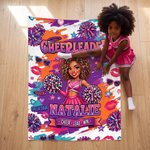 Personalized Cartoon Cheerleader Girl Fleece Soft Throw Blanket with Name and Photo Home Decor Cheer Camp Anniversary Gift for Cheerleaders