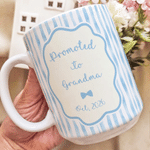 Personalised Watercolour Photo Striped Design 11 oz 15 oz Ceramic Mug with Title Daily Use Baby Shower Gift for New Parents Grandadrents