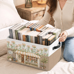 Personalized Birth Flower Bookstore Large Capacity Storage Basket with Name and Handle Daily Use Birthday Gift for Bookworms Book Lovers