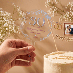 Personalized Glitter Leaf Border Year of Love Acrylic Cake Topper with Names Anniversary Birthday Gift for Couple