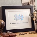 Cuadro de puzzle de mapa personalizado con texto decoración del hogar regalo de relación a distancia y aniversario para parejas o novios