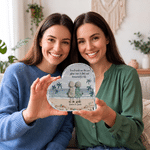 Personalized Sea Glass Inspired Beach Friendship Heart-Shaped Acrylic Plaque with Text Birthday Gift for Sisters Friends Bestie