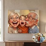 Personalized Exaggerated Caricature Style Photo Canvas Prints Living Room Decor Ship from USA Housewarming Gift for Couples Friends Parent