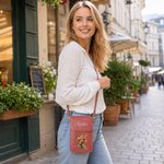 Personalized Oil Painting Birth Flower PU Leather Adjustable Crossbody Bag with Touch Screen Window and Name Birthday Anniversary Gift for Women