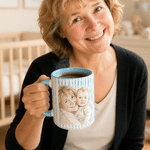 Personalised Watercolour Photo Striped Design 11 oz 15 oz Ceramic Mug with Title Daily Use Baby Shower Gift for New Parents Grandadrents