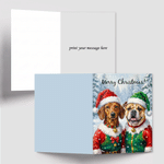 Personalized Oil Painting Style Pet Photo Foldable Flat Greeting Card with Text Christmas Holiday New Year Gift for Family Friends Pet Owners