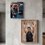 Personalised Oil Painting Style Weightlifting Photo Wooden Canvas Prints with Name Home Decor Ship from USA Gym Birthday Gift for Weightlifters