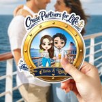 Personalised Cartoon Couple Character Cruise Fridge Magnet with Name Home Decor Birthday Summer Travel Gift for Couple Newlyweds