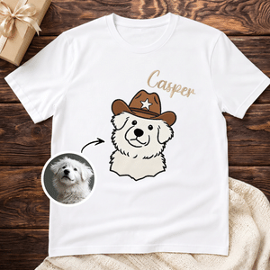 Personalised Multicolour Embroidered Pet Cowboy Hat Avatar Photo T-shirt Sweatshirt Hoodie with Name Pet Party Birthday Gift for Pet Lovers