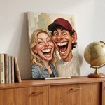 Personalized Exaggerated Caricature Style Photo Canvas Prints Living Room Decor Ship from USA Housewarming Gift for Couples Friends Parent