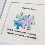 Cuadro de puzzle de mapa personalizado con texto decoración del hogar regalo de relación a distancia y aniversario para parejas o novios