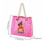 Personalized Halloween Theme Initial Holographic Clear Tote Bag with Name Trick or Treat Halloween Party Gift for Boys Girls