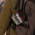 Personalized Hooked on Being Papa Fishing 10 oz Outdoor Carabiner Mug with 1-12 Name Funny Birthday gift for Grandpa Dad