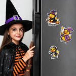 Henkilökohtainen Halloween-aiheinen pieni keltainen ankka -jääkaappimagneetti, jossa on nimi – jääkaapin koriste, Halloween-lahja lapselle, perheelle tai ystävälle