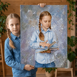 Personalized Oil Painting Style Reading Character Photo Canvas Prints with Text Home Wall Decor Ship from USA Birthday Housewarming Gift for Bookworms