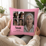 Personalized 5 Photos Soft Throw Pillow Cover with Name and Text Memorial Sympathy Gift for Loss of Loved One
