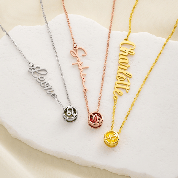 Personalized Constellation Birthstone Dainty Necklace with Name Anniversary Birthday Gift for Women