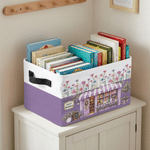 Personalized Birth Flower Bookstore Large Capacity Storage Basket with Name and Handle Daily Use Birthday Gift for Bookworms Book Lovers