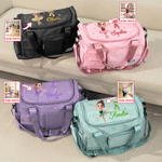 Personalized Cute Cartoon Ballerina Girl Multi-Compartment Travel Bag with Photo and Name Dance Class Birthday Gift for Ballet Lovers