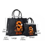Personalised Halloween Witch Cartoon Character Initial Large Capacity Jute Tote Bag with Name Halloween Party Gift for Family Kids
