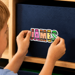 Personalised Colourful Crayon-Style Name Design Waterproof Stickers Daily Use Back to School Birthday Gift for Students Kids