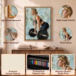 Personalised Oil Painting Style Weightlifting Photo Wooden Canvas Prints with Name Home Decor Ship from USA Gym Birthday Gift for Weightlifters