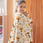 Personalized Warm Autumn Cartoon Animal Soft Throw Blanket with Name Home Decor Autumn Gift for Kids Infants