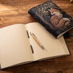 Ensemble personnalisé « Forest Fox » : grimoire de sorcellerie, carnet en cuir PU, paquet de cartes, stylo avec cadenas, texte personnalisé, 300 pages en papier kraft, journal intime rétro, cadeau