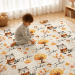 Personalized Warm Autumn Cartoon Animal Soft Throw Blanket with Name Home Decor Autumn Gift for Kids Infants