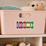 Personalised Colourful Crayon-Style Name Design Waterproof Stickers Daily Use Back to School Birthday Gift for Students Kids