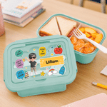 Personalized 3D-Style Character Artwork Microwavable Lunch Box with Name and Cutlery Set Outdoor Activities Back to School Gift for Kids