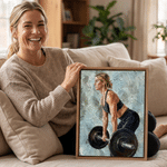 Personalised Oil Painting Style Weightlifting Photo Wooden Canvas Prints with Name Home Decor Ship from USA Gym Birthday Gift for Weightlifters