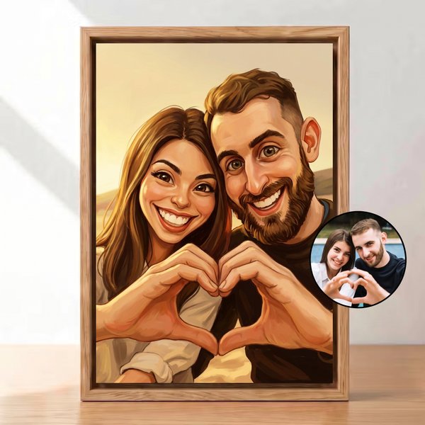 Personalized Exaggerated Caricature Style Photo Canvas Prints Living Room Decor Ship from USA Housewarming Gift for Couples Friends Parent