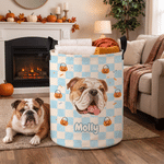 Personalized Pet Avatar Grid Large Capacity Laundry Storage Basket with Name Room Decor Halloween Gift for Pet Owner