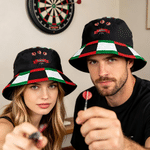 Personalised Dartboard Pattern Sun Protection Bucket Hat with Name Dart Club Summer Use Birthday Gift for Dart Fans