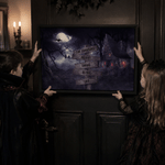 Personalised Halloween Haunted House Canvas Prints with Family Surname and 2-8 Names Living Room Decor Ship from USA Halloween Gift for Family