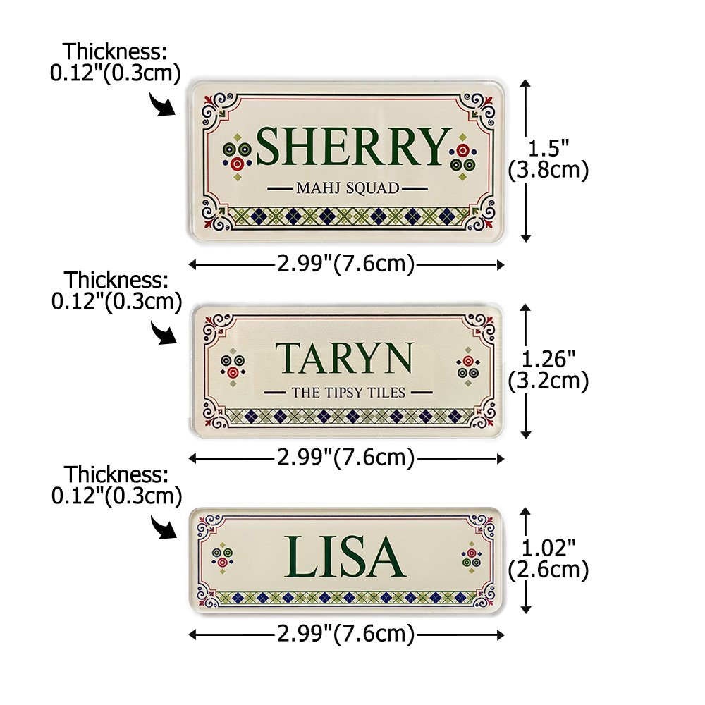 Personalized Acrylic Mahjong Design Magnetic Name Tag with Text Mahjong Night Group Club Gift for Mahjong Lovers Players 9
