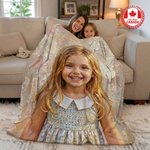 Personalized Oil Painting Style Photo Soft Throw Blanket with Name Ship from Canada Home Decor Birthday Anniversary Gift for Family Friends