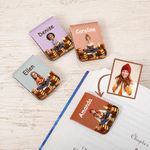Personalised 3D-Style Character Artwork Photo PU Leather Magnetic Bookmark Clip with Name Birthday Back to School Gift for Book Lovers Students